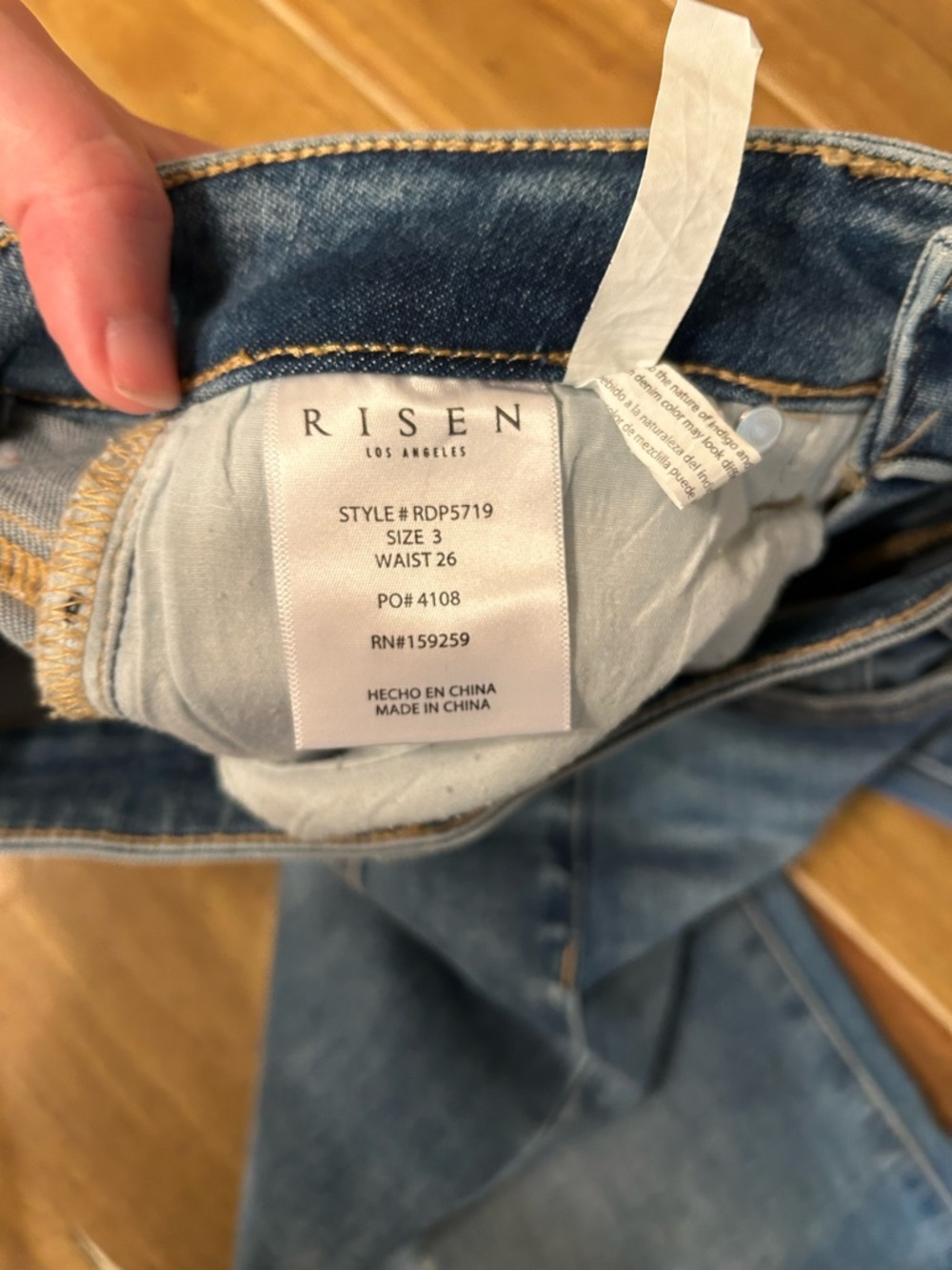 Risen‎ Jeans Light Wash Denim Waistband - Size 3/26 - Picture 7 of 8